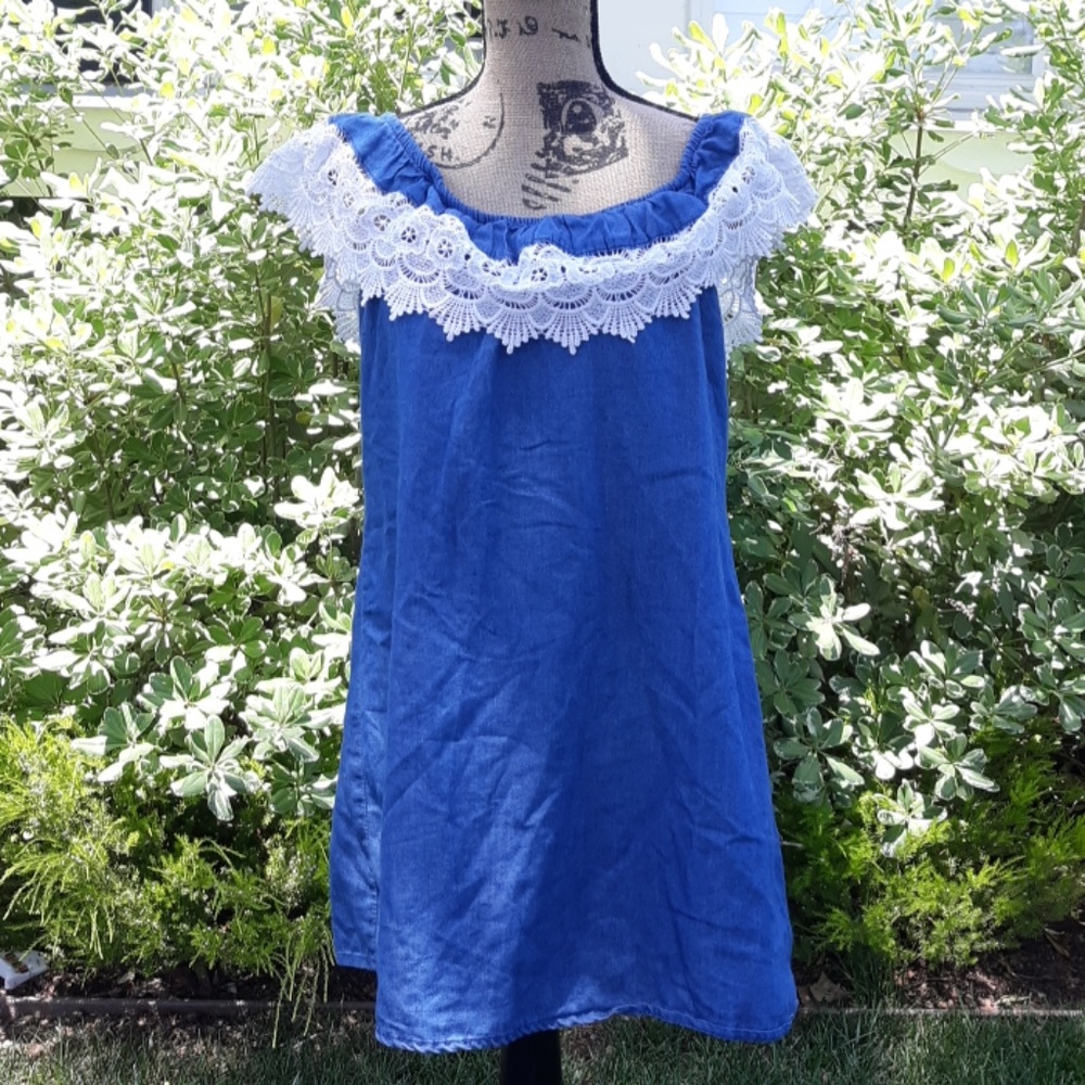 New Look Festival Chambray and Lace Dress XL